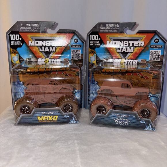 Monster Jam Truck Mystery Mudders SET OF 2 - MAX D and SonUva Digger 2024 NEW - Picture 1 of 5